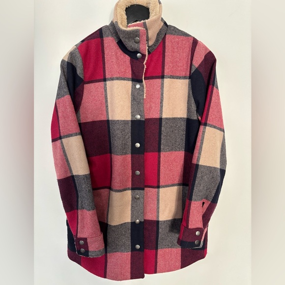 Orb Jackets & Blazers - Orb Red and Beige Lined Plaid Coat | small